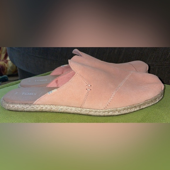 Toms Shoes - TOM’S Pink Suede Slide Ons Size 10 Women’s Euc